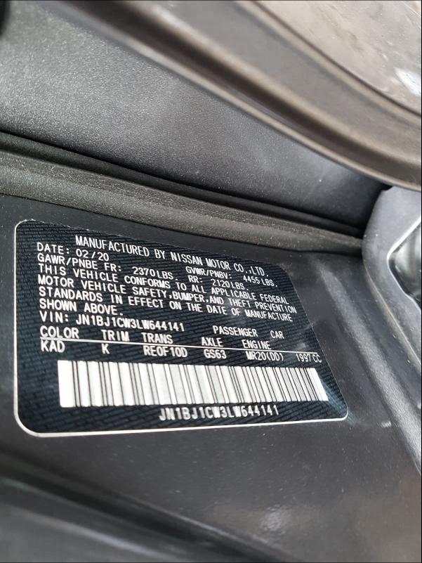 2020 NISSAN ROGUE SPOR JN1BJ1CW3LW644141