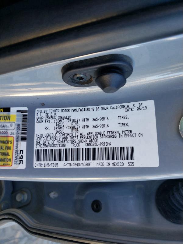 2019 TOYOTA TACOMA DOU - 3TMCZ5AN4KM271508
