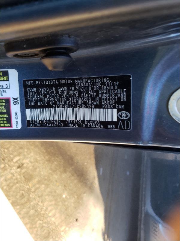 2015 TOYOTA COROLLA EC 2T1BPRHE7FC305129