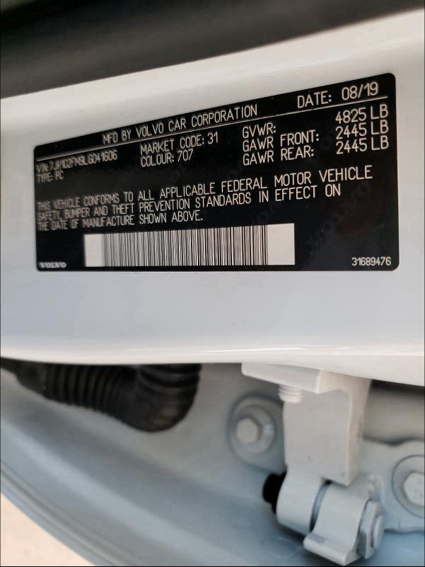 2020 VOLVO S60 T5 R-D 7JR102FM9LG041606