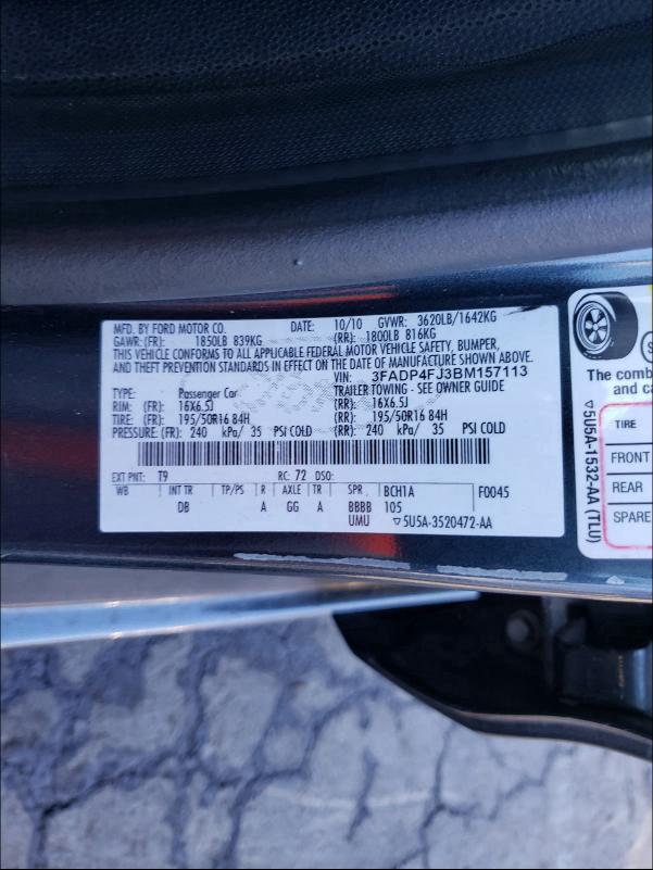 2011 FORD FIESTA SES 3FADP4FJ3BM157113