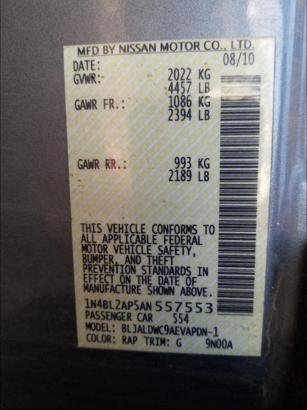 2010 NISSAN ALTIMA SR 1N4BL2AP5AN557553