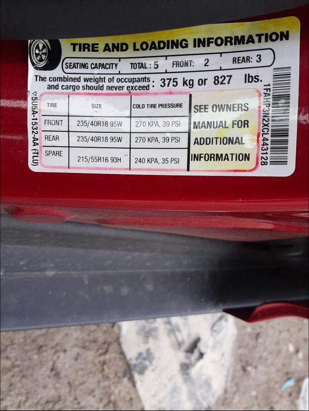 2012 FORD FOCUS TITA 1FAHP3N2XCL443128