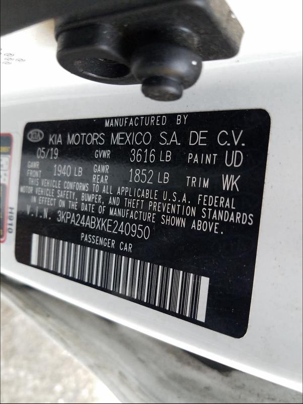 2019 KIA RIO S 3KPA24ABXKE240950