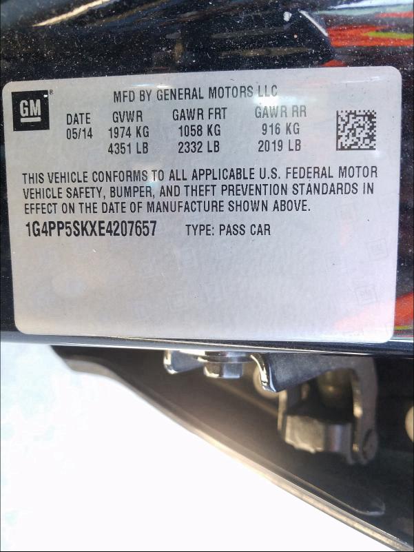 2014 BUICK VERANO 1G4PP5SKXE4207657