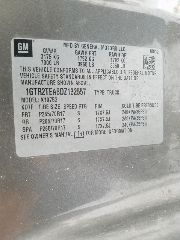 2013 GMC SIERRA K15 1GTR2TEA8DZ132557