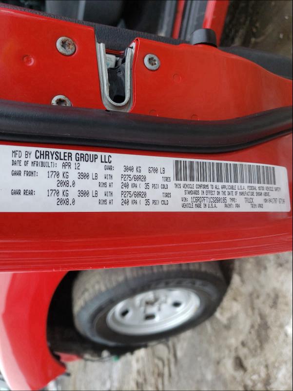 2012 DODGE RAM 1500 S 1C6RD7FT1CS260185