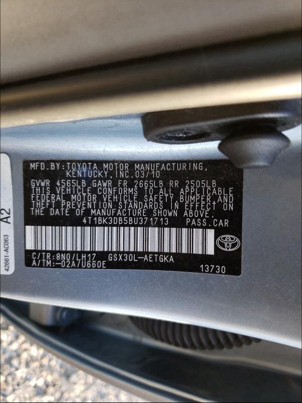 2011 TOYOTA AVALON BAS 4T1BK3DB5BU371713