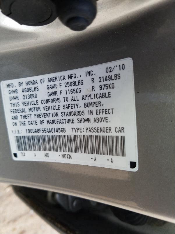 2010 ACURA TL 19UUA8F55AA014568