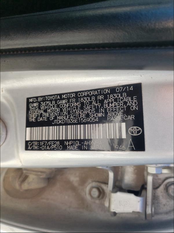 2014 TOYOTA PRIUS C JTDKDTB36E1569054