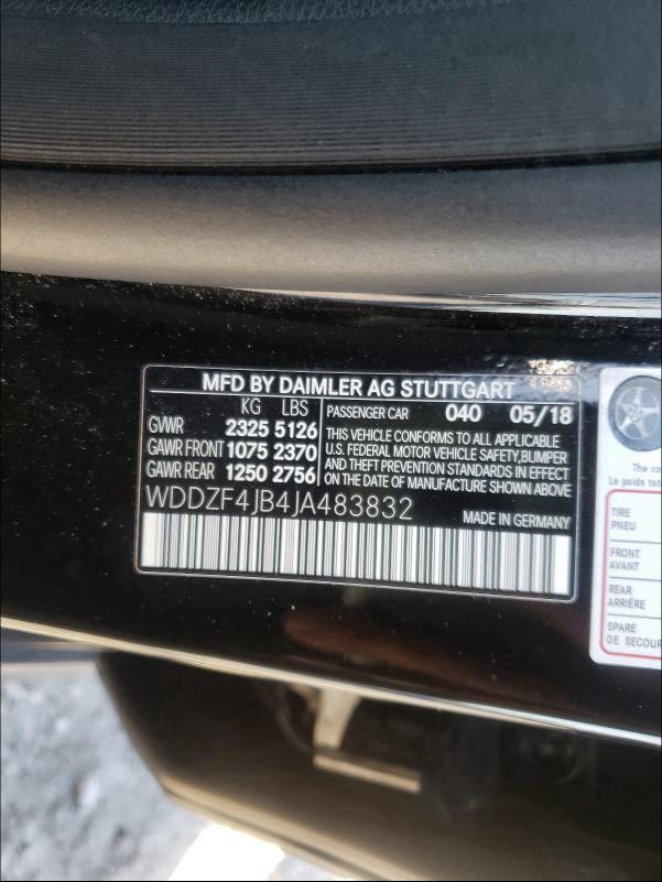 2018 MERCEDES-BENZ E 300 WDDZF4JB4JA483832