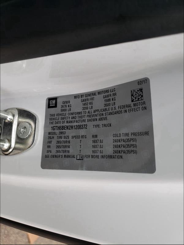 2017 GMC CANYON 1GTH6BEN2H1208372