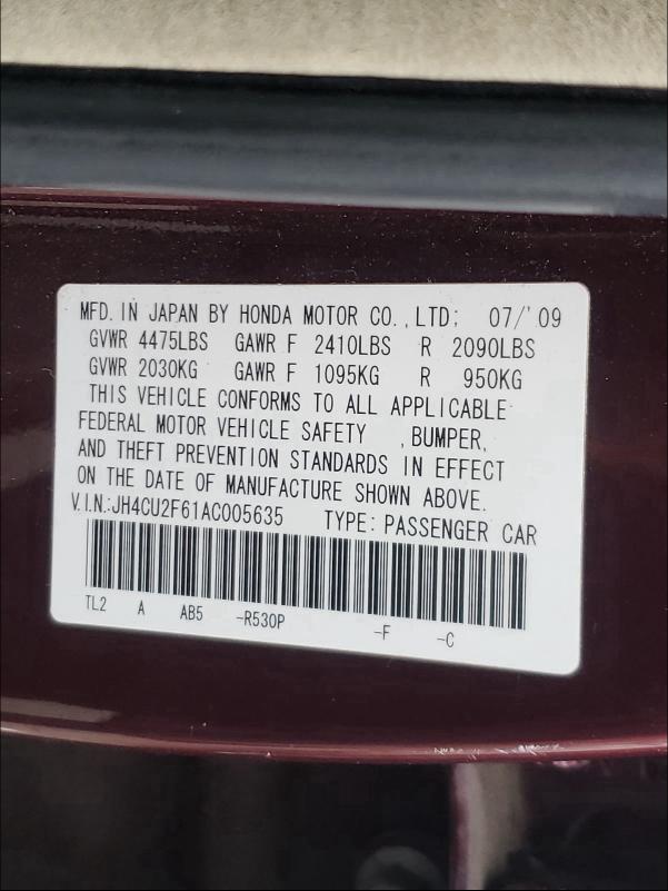 2010 ACURA TSX JH4CU2F61AC005635