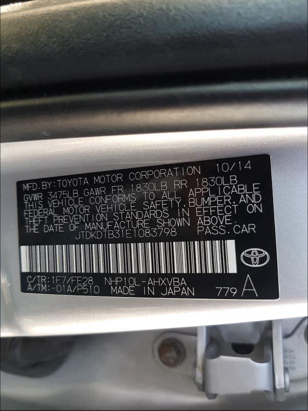 2014 TOYOTA PRIUS C JTDKDTB31E1083798