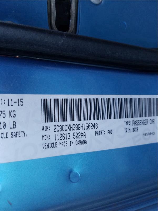 2016 DODGE CHARGER SX 2C3CDXHG8GH150248