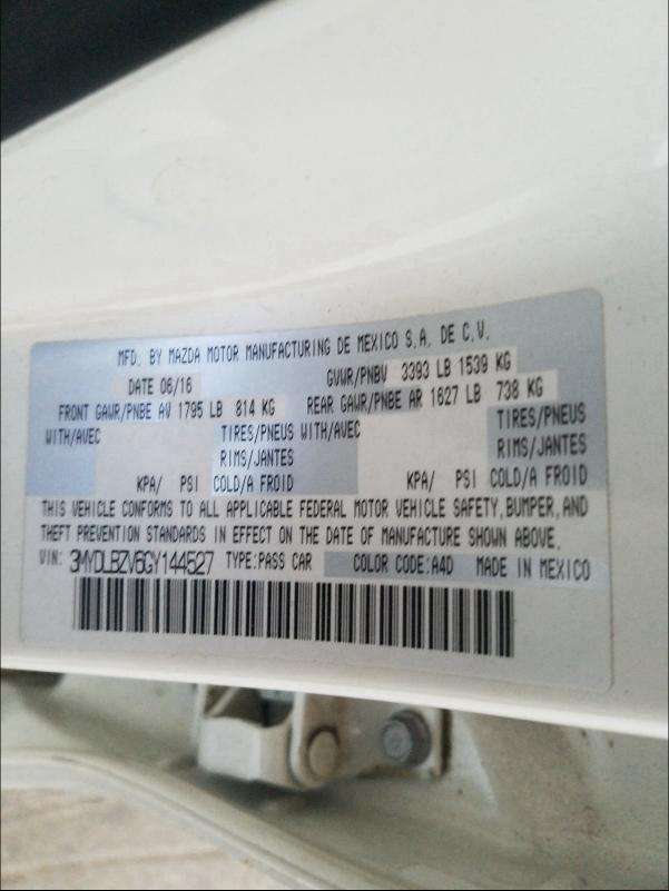 2016 TOYOTA SCION IA 3MYDLBZV6GY144527