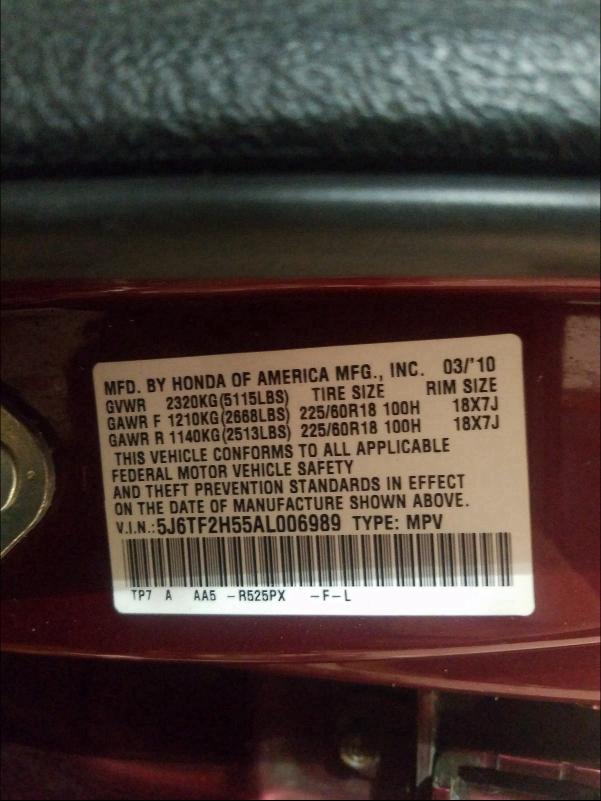 2010 HONDA ACCORD CRO 5J6TF2H55AL006989