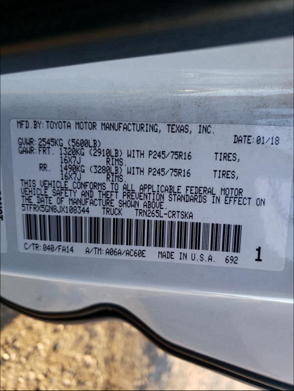 2018 TOYOTA TACOMA ACC - 5TFRX5GN8JX108344