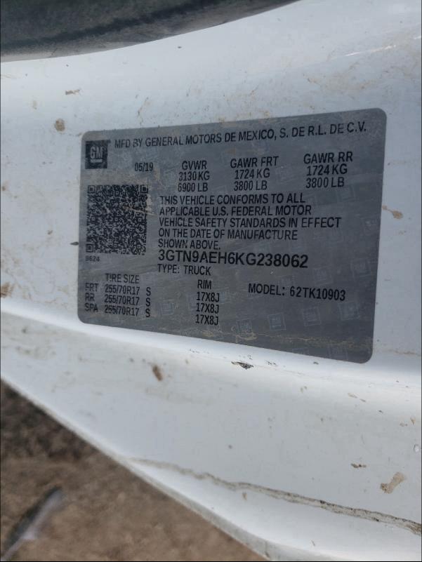 2019 GMC SIERRA K15 3GTN9AEH6KG238062