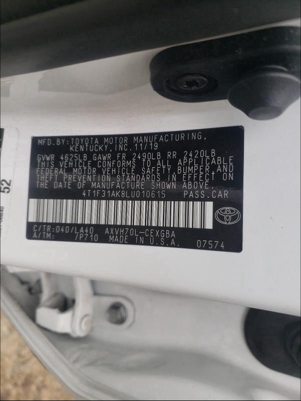 2020 TOYOTA CAMRY XLE 4T1F31AK8LU010615