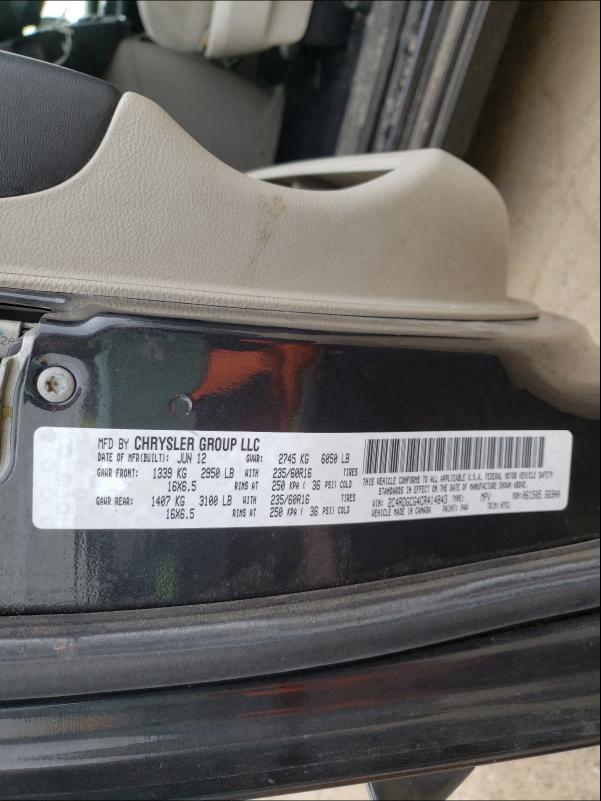 2012 DODGE GRAND CARA 2C4RDGCG4CR414843