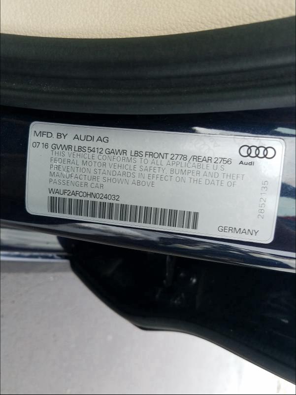 2017 AUDI A6 PREMIUM WAUF2AFC0HN024032
