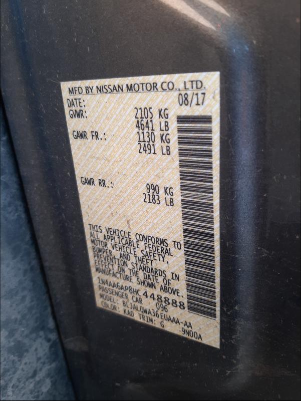 2017 NISSAN MAXIMA 1N4AA6AP8HC448888