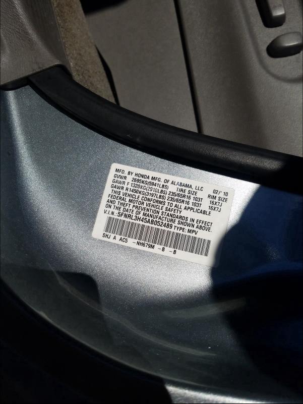 2010 HONDA ODYSSEY EX 5FNRL3H45AB052489