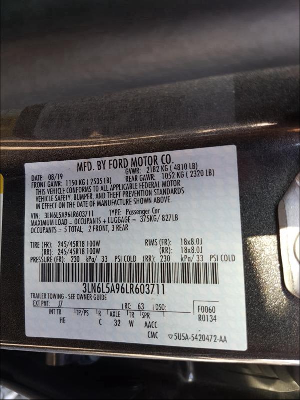 2020 LINCOLN MKZ 3LN6L5A96LR603711