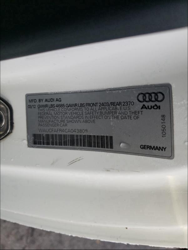 2012 AUDI A5 PREMIUM WAUCFAFR4CA043808
