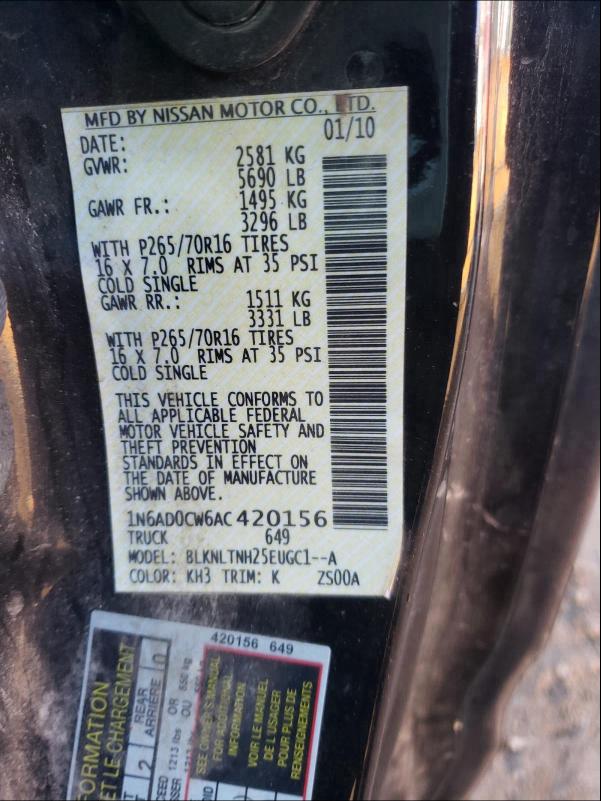2010 NISSAN FRONTIER K 1N6AD0CW6AC420156