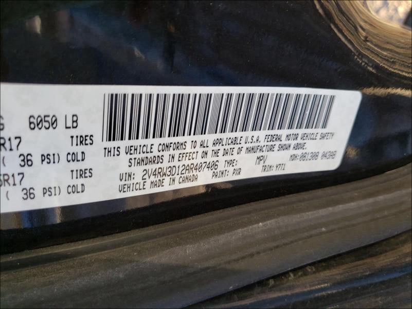 2010 VOLKSWAGEN ROUTAN SE 2V4RW3D12AR407406