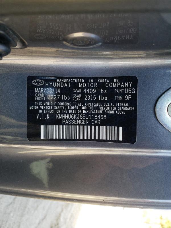 2014 HYUNDAI GENESIS CO KMHHU6KJ8EU118468