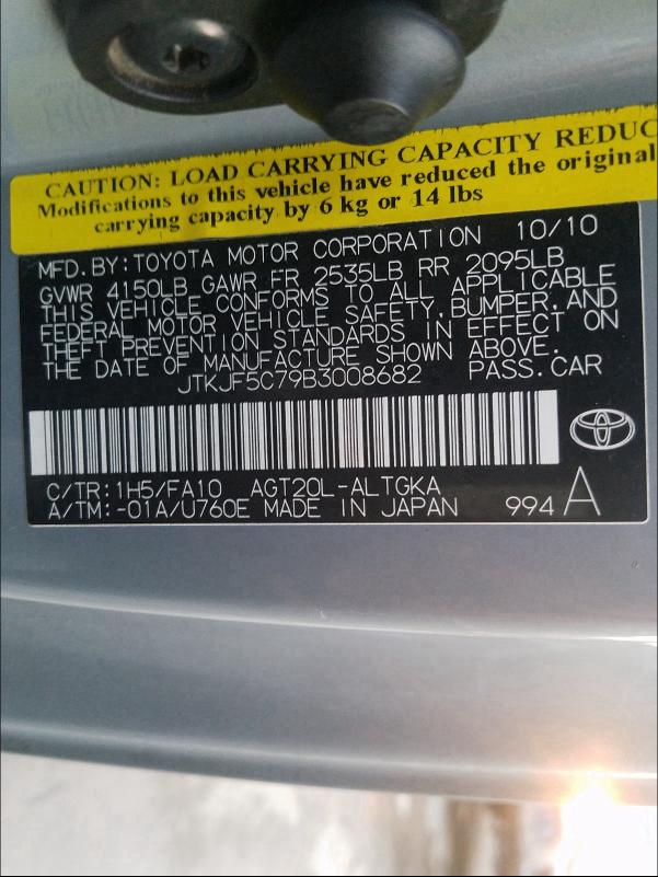 2011 TOYOTA SCION TC JTKJF5C79B3008682