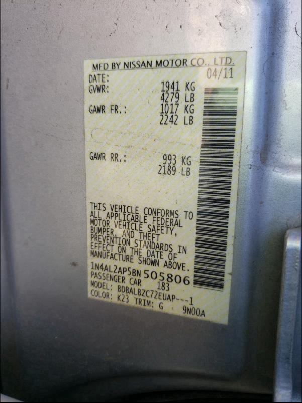 2011 NISSAN ALTIMA BAS 1N4AL2AP5BN505806