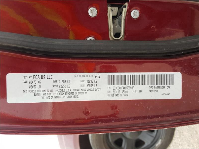 2019 DODGE CHARGER PO 2C3CDXAT4KH598986