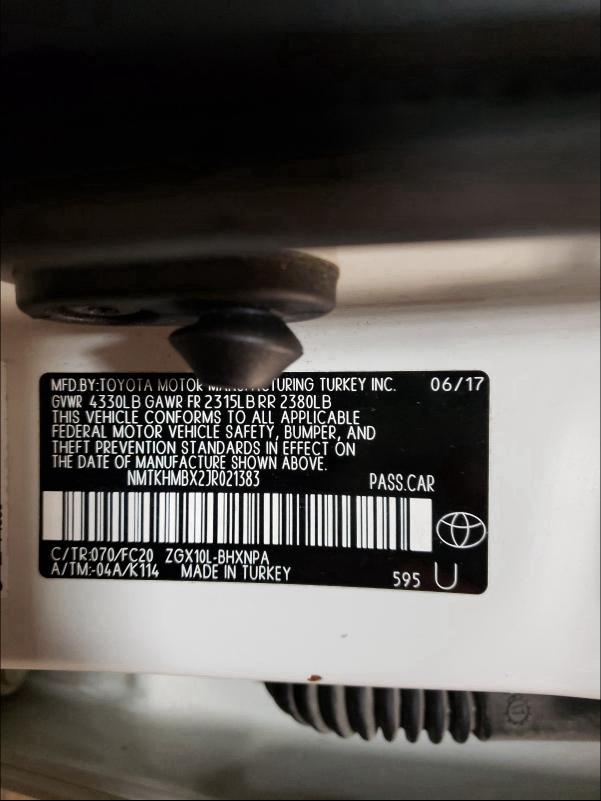 NMTKHMBX2JR021383 2018 Toyota C-Hr Xle 2.0L