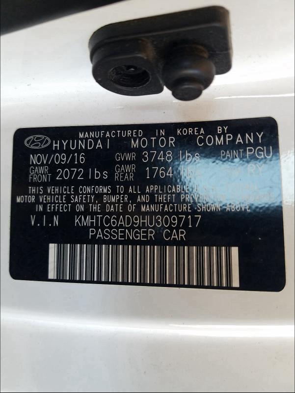 2017 HYUNDAI VELOSTER KMHTC6AD9HU309717