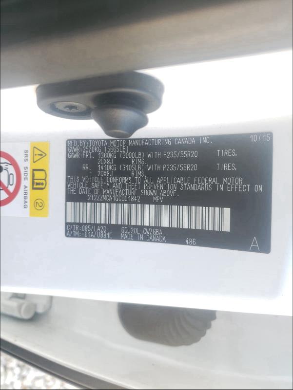2016 LEXUS RX 350 2T2ZZMCA1GC001842