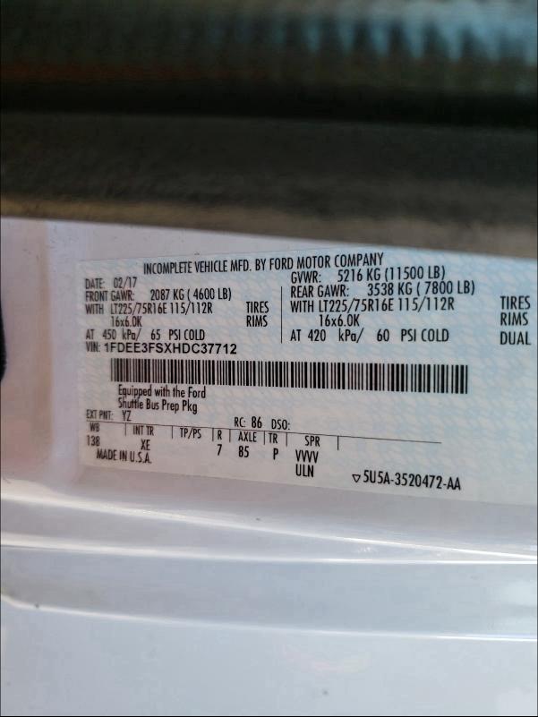 2017 FORD ECONOLINE 1FDEE3FSXHDC37712