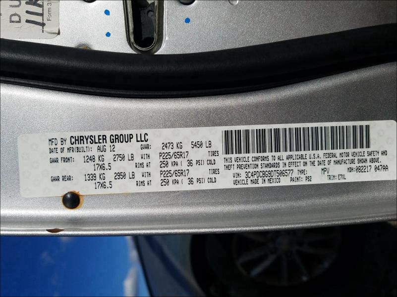 2013 DODGE JOURNEY 3C4PDCBG9DT506577