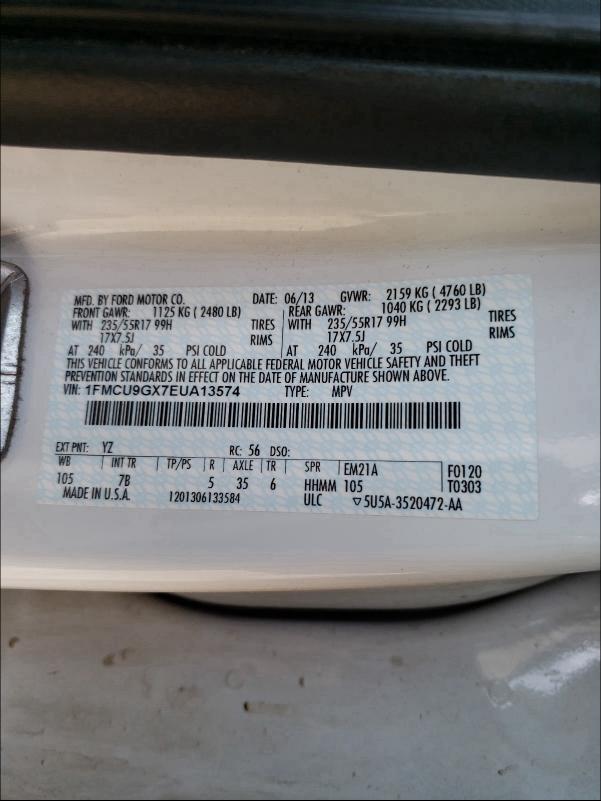 1FMCU9GX7EUA13574 2014 Ford Escape Se 1.6L