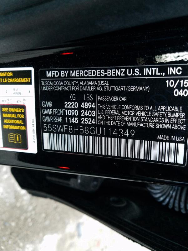 2016 MERCEDES-BENZ C 63 AMG-S 55SWF8HB8GU114349