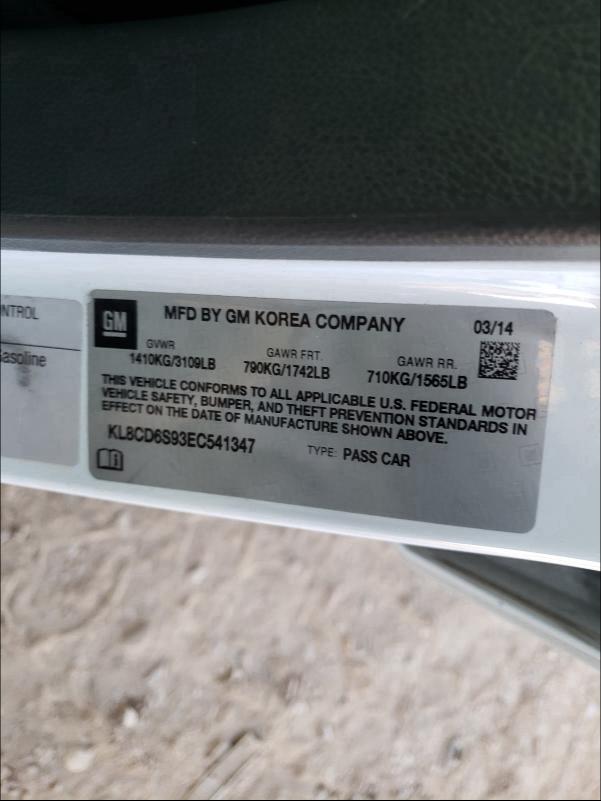 2014 CHEVROLET SPARK 1LT KL8CD6S93EC541347