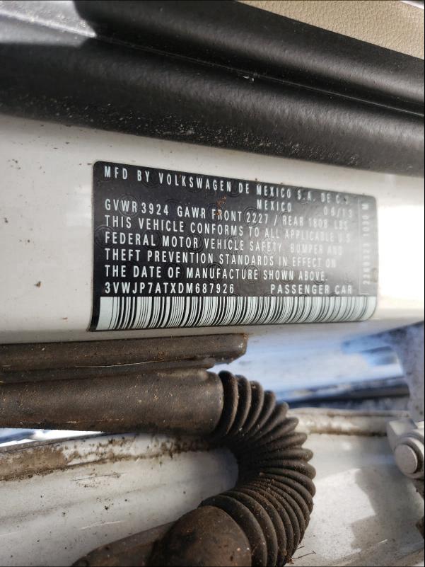 2013 VOLKSWAGEN BEETLE 3VWJP7ATXDM687926