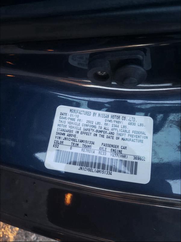 2010 INFINITI G37 JN1CV6EL1AM151334