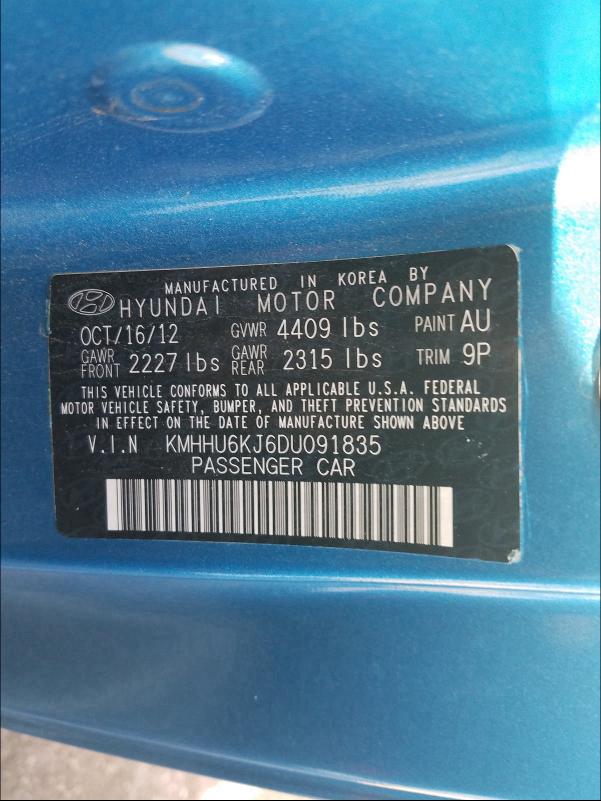 2013 HYUNDAI GENESIS CO KMHHU6KJ6DU091835