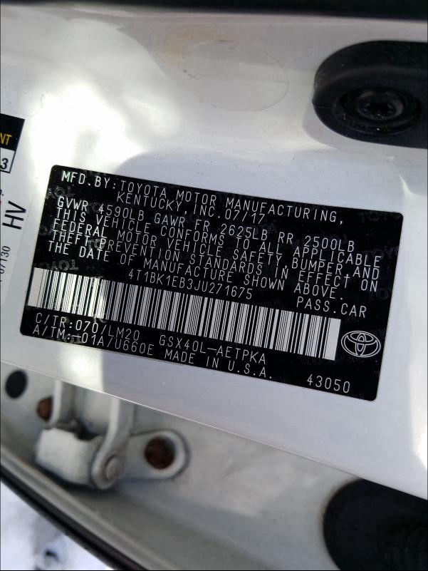 2018 TOYOTA AVALON XLE 4T1BK1EB3JU271675