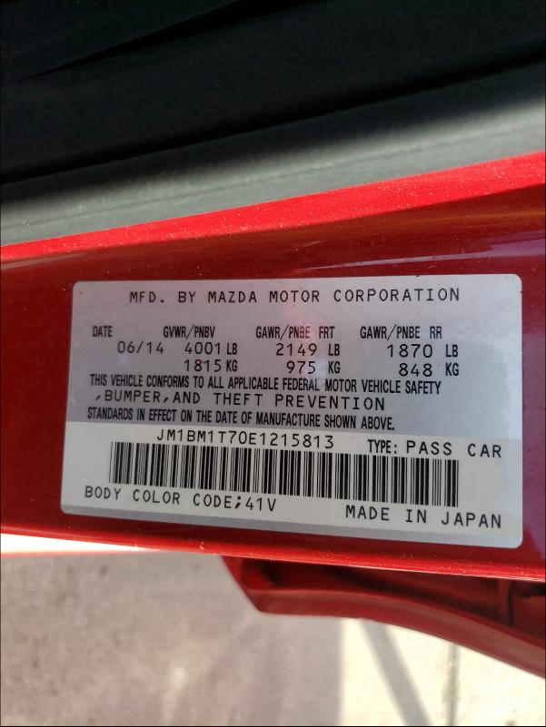 2014 MAZDA 3 SV JM1BM1T70E1215813