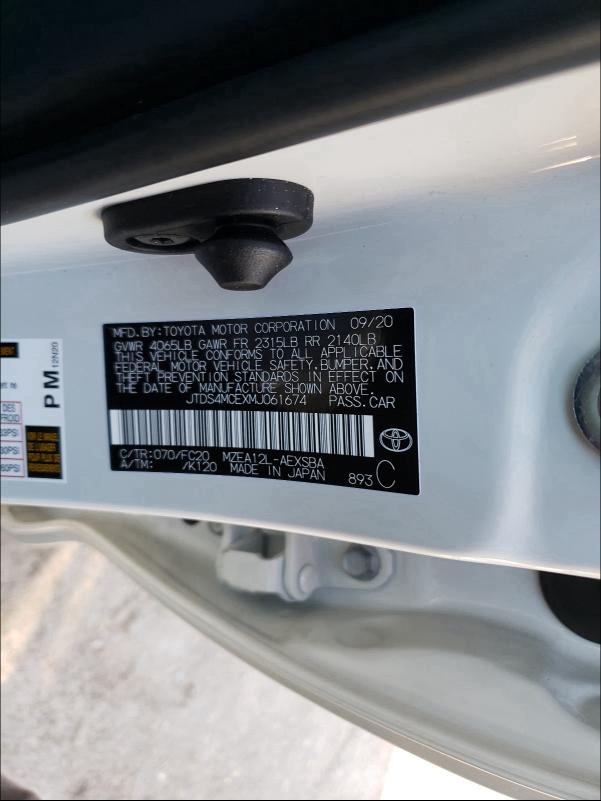 2021 TOYOTA COROLLA SE JTDS4MCEXMJ061674